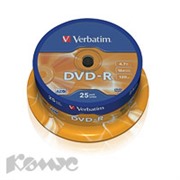 Носители информации Verbatim DVD-R 4,7Gb 16х Cake/25 43522