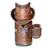 Кружка пивная Шериф в кожаном чехле (коричн.)