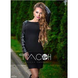 Платье рукава из экокожи 4994