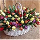 Корзина из 101 микс тюльпана, интернет-магазин товаров для бильярда Play-billiard.ru