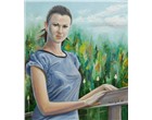 Картина "Портрет девушки на мосту"