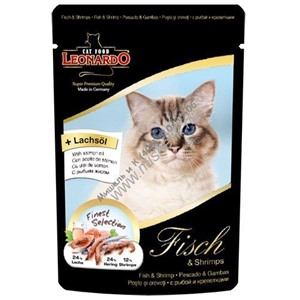 LEONARDO конс. 85 г для кошек с креветками и рыбой (пауч)