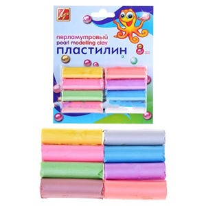 Пластилин 8цв. перламутровый 104г. стек