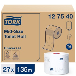 Туалетная бумага Tork Mid-size Universal в миди рулонах (T6), 127540