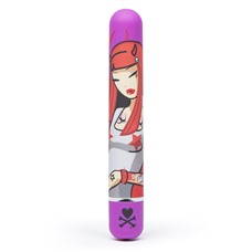 Фиолетовый вибратор с принтом CLASSIC VIBRATOR PURPLE DEVIL WOMAN - 18,4 см.