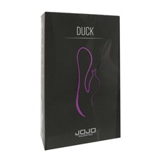 Филетовый вибратор с клиторальным стимулятором-уточкой JOJO Duck - 12 см.