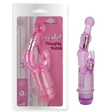 Фиолетовый вибростимулятор Crystal Naughty Rabbit - 20 см.