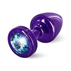Фиолетовая пробка с голубым кристаллом ANNI round Purple T1 Blue - 6 см.