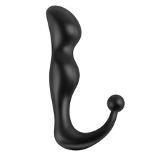 Чёрный С-образный анальный стимулятор Deluxe Perfect Plug - 14 см.