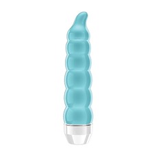 Бирюзовый фигурный вибратор Lacee с тонким кончиком - 15,5 см.