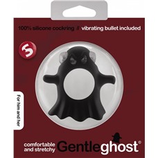 Чёрное эрекционное виброкольцо Gentle Ghost Cockring в виде привидения