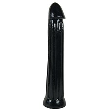 Чёрный фаллоимитатор All Black с рёбрами - 31 см.