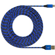 Кабель DF aZebra-02 micro USB (blue/black) 1 м, 1.8A (нейлоновая оплетка)