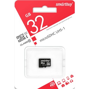 Карта памяти MicroSDHC 32 Gb SmartBuy class 10 б/ад UHS-I / SB32GBSDCL10-00