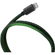 Кабель Qumo (24109) Apple 8-pin черно-зеленый, Chamelion  оплетка, 2.1A, 1м