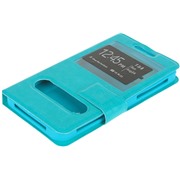 Чехол Book-case 5.3-5.5", бирюза тех. упаковка (с окном, и силиконовой вставкой для телефонов)
