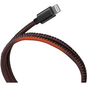 Кабель Qumo (24108) Apple 8-pin черно-красный, Chamelion  оплетка, 2.1A, 1м