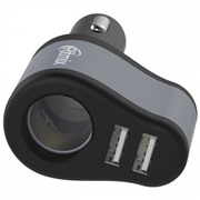 Разветвитель Ritmix RM-4521 black/silver 2 USB /2А + 1 прикуриватель