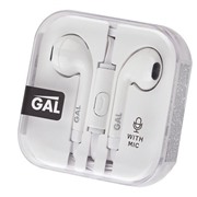 Наушники GAL HM-060WT белый вкладыши с микрофоном