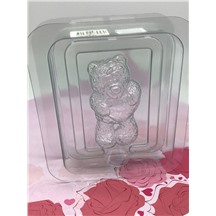Пластиковая форма 3D "Медвежонок Тедди стоит  с сердечком" (2 половинки)