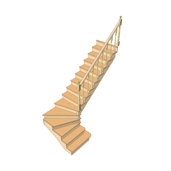 №2.1.2.2. Лестница с поворотом на 90 градусов, с забежными и прямыми ступенями