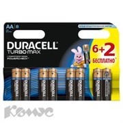 Батарея DURACELL АА/LR6-8BL TURBO Max 6шт+2 бесплатно бл/8