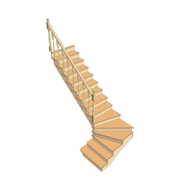 №2.1.2.2. Лестница с поворотом на 90 градусов, с забежными и прямыми ступенями
