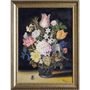 Картина "Цветы в стеклянной вазе"