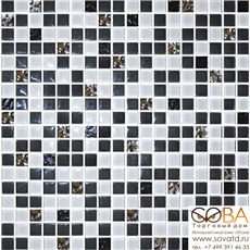 Мозаика  стекло № 1028 микс черный - платина  300х300/15/6 купить по лучшей цене в интернет магазине стильных обоев Сова ТД. Доставка по Москве, МО и всей России