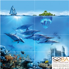 Панно Ocean Deep  P8D302 80х80 (из 8 плиток) купить по лучшей цене в интернет магазине стильных обоев Сова ТД. Доставка по Москве, МО и всей России