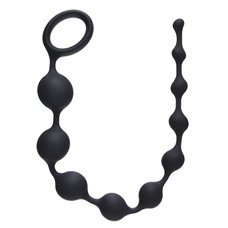 Чёрная анальная цепочка Long Pleasure Chain - 35 см.