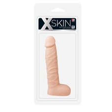 Телесный фаллоимитатор с мошонкой XSKIN 8 PVC DONG - 20,3 см.