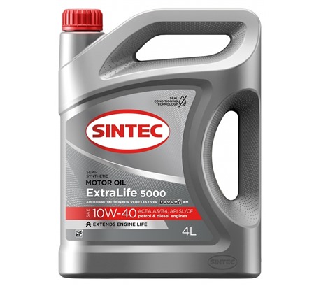 Моторное масло Sintec Extralife 5000 10W-40 SL/CF  A3/B4 (4л.)